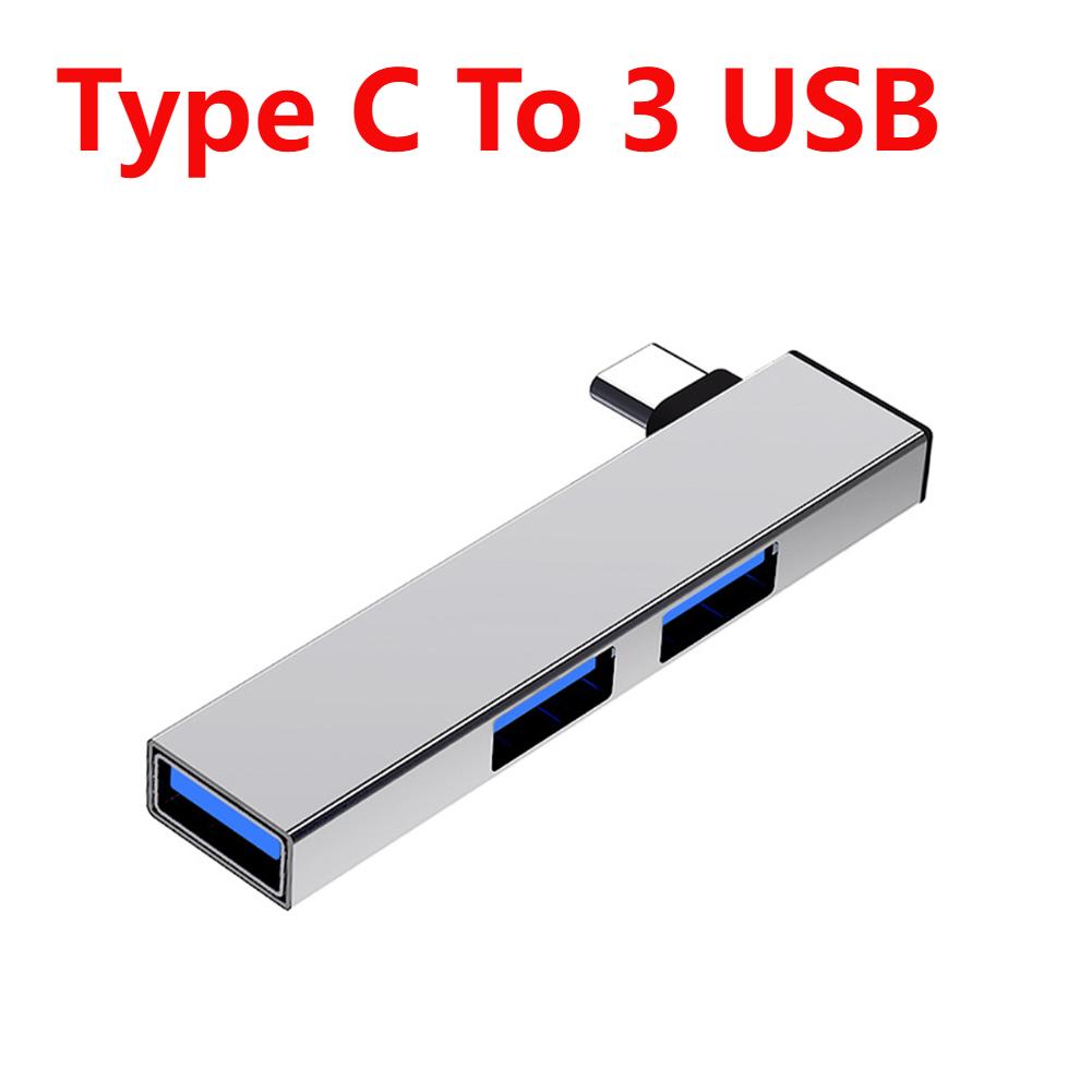 

USB Multi Hub Type-C USB 3.0 To USB 3.0/2.0 Dock Station Multi Port USB Splitter Durable Aluminum Adapter For PC Laptop Phone срібний