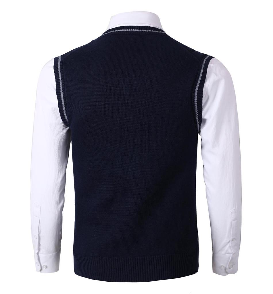 Męska dzianinowa kamizelka bez rękawów z dekoltem w serek - Rozmiar duży, Casualowa, pogrubiona kamizelka