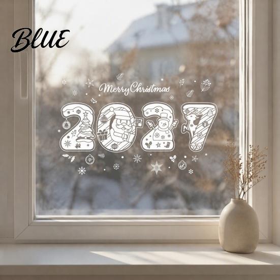 Christmas Decoration for Store 4PCS 2027 New Year Static Window Clings Nordic Snow Town Stickers Snowflake Stickers Reusable Glass Decals Shop Home