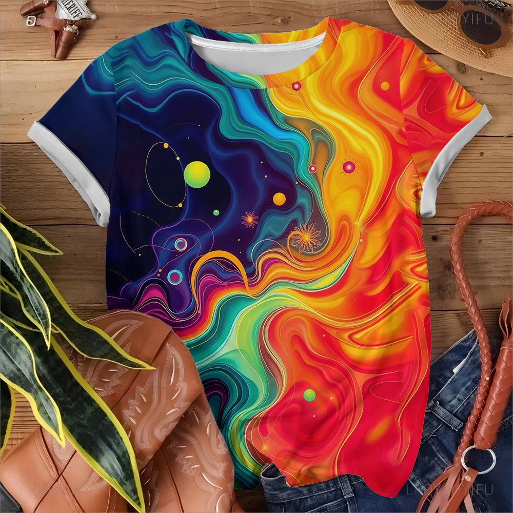 Creative Women's T-shirt Casual Fashion Comfortable Pattern 3d Print Multi-color Short Sleeve Daily Versatile Top