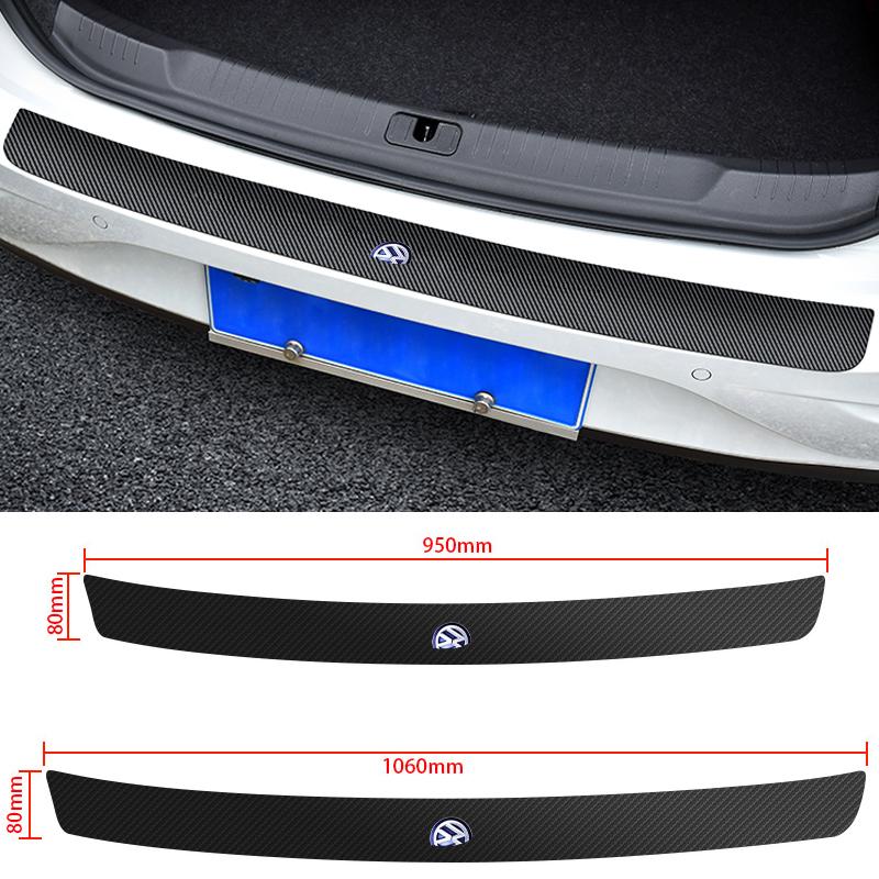 1Pcs Car Carbon Fiber Rear Bumper Trunk Protection Stickers For Volkswagen VW Scirocco GOLF MK6 Polo Tiguan CC PASSAT GTI R Line