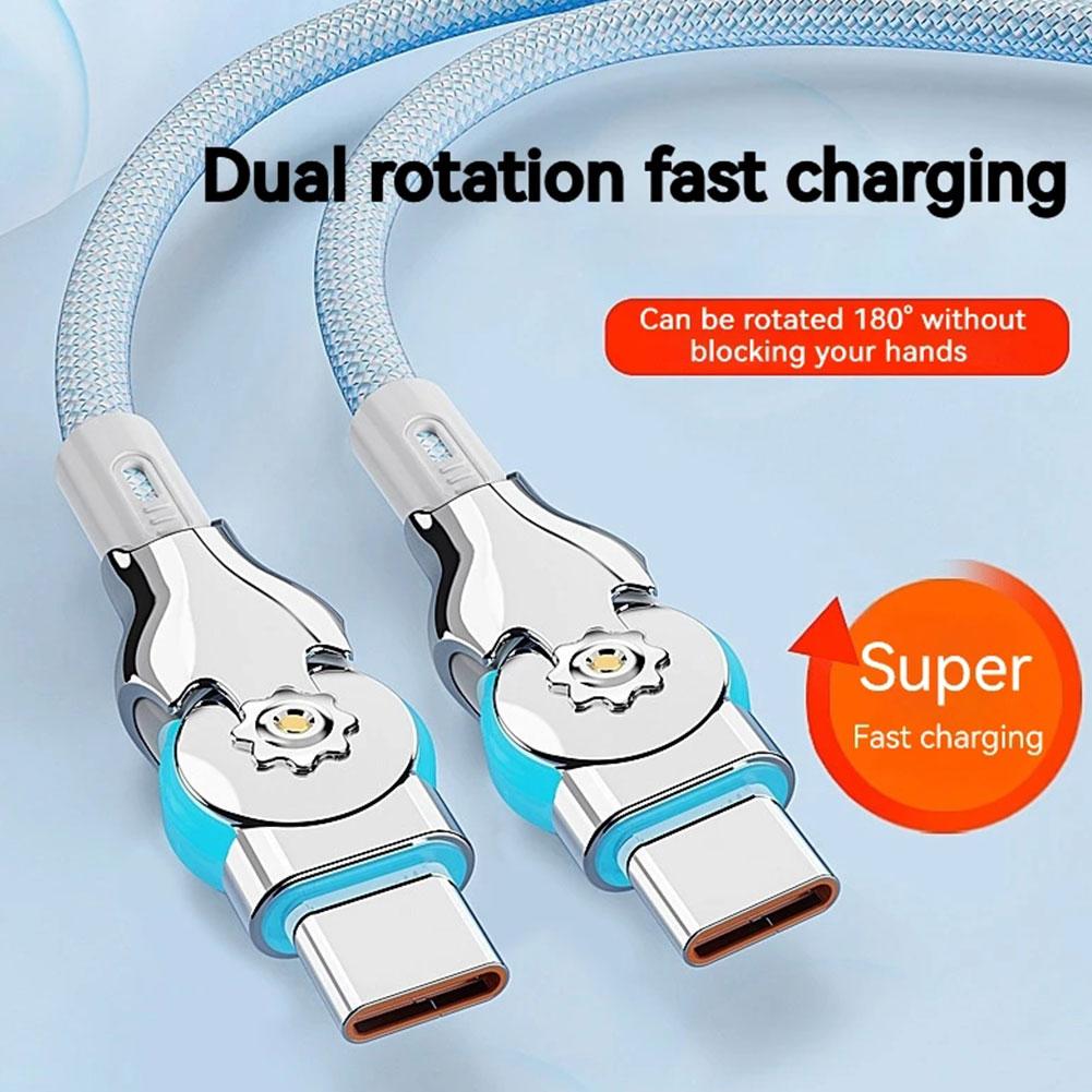 Fast Charging 180 Degree Rotation Cable Alloy Micro Type C Data Cable for Huawei Samsung Xiaomi Fast Charging Cable