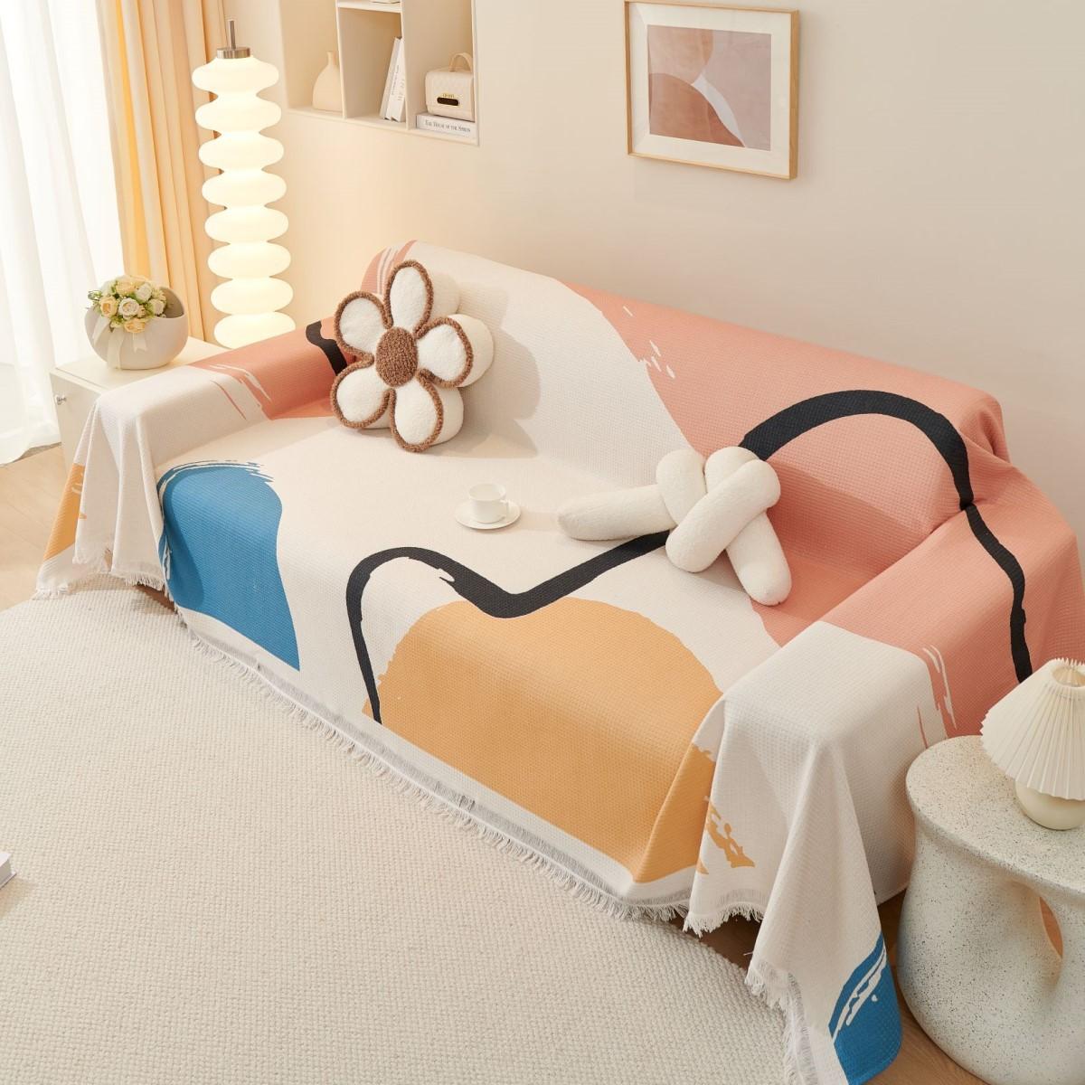 

Полотенце для дивана из хлопка и льна, современное простое вафельное тиснение, все включено, универсальный чехол для дивана, ткань, универсальная, для машинной стирки, на все времена 180*130