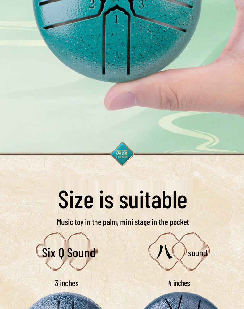 Ethereal Children's Mini Steel Tongue Drum - 3-inch & 4-inch, 8 Tones, Beginner Friendly