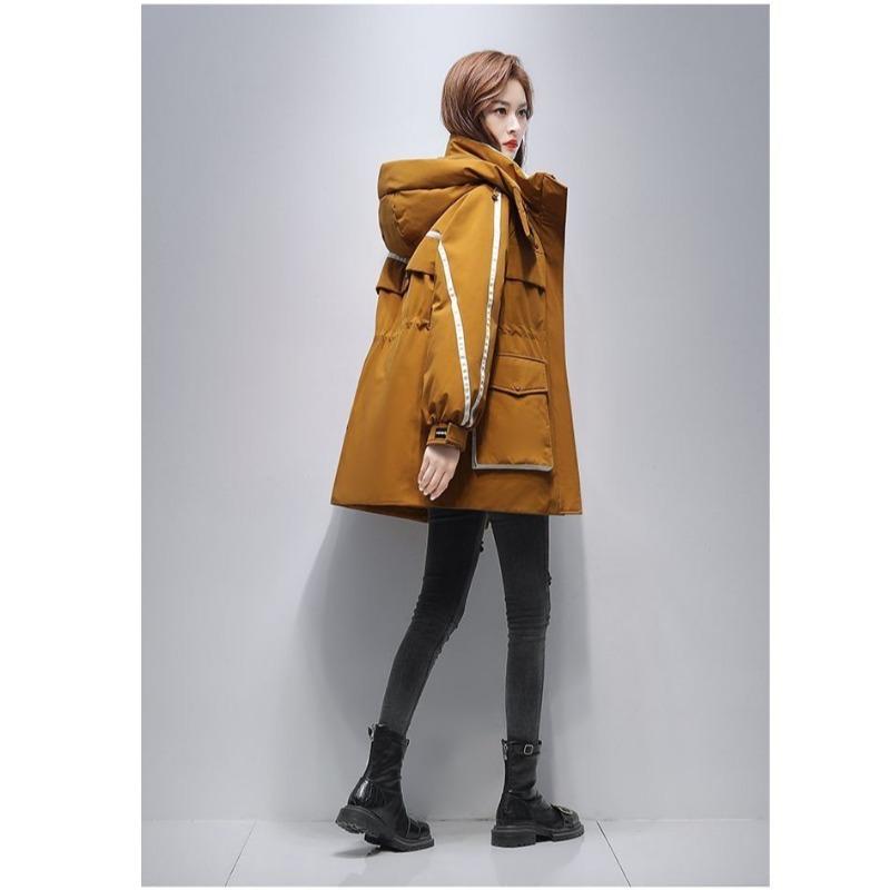 Abrigo Largo Acolchado de Moda para Mujer Cálido Ropa de Trabajo Chaqueta Parka Ajustada Invierno Algodón Ropa Exterior Moda