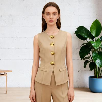 Women's Blazer Vest Dressy Business Sleeveless Suit Vest Casual Button Down Office Work Waistcoat Top