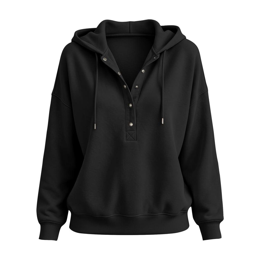 Women's V-Neck Long Sleeve Pullover Sweatshirt Color Casual Top for Everyday Wear