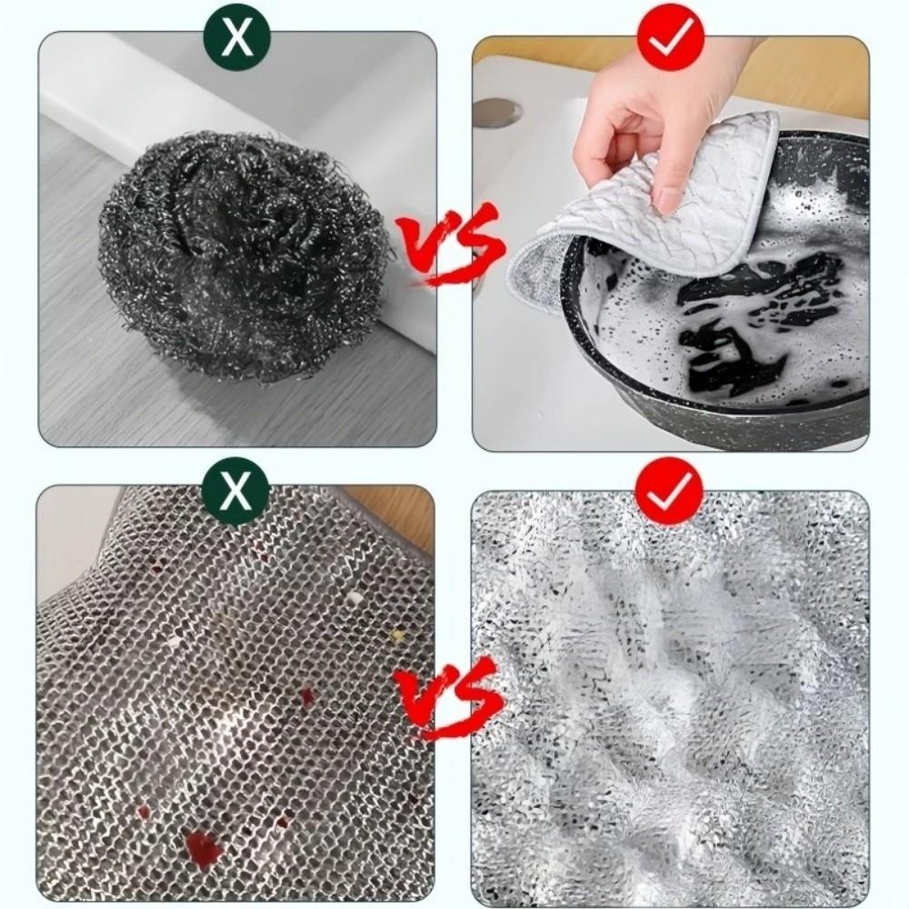 5Pcs Reusable Wiping Rags Non-Stick Oil Kitchen Cleaning Cloths Metal Scrubbing Pads  Oil Cleaning
