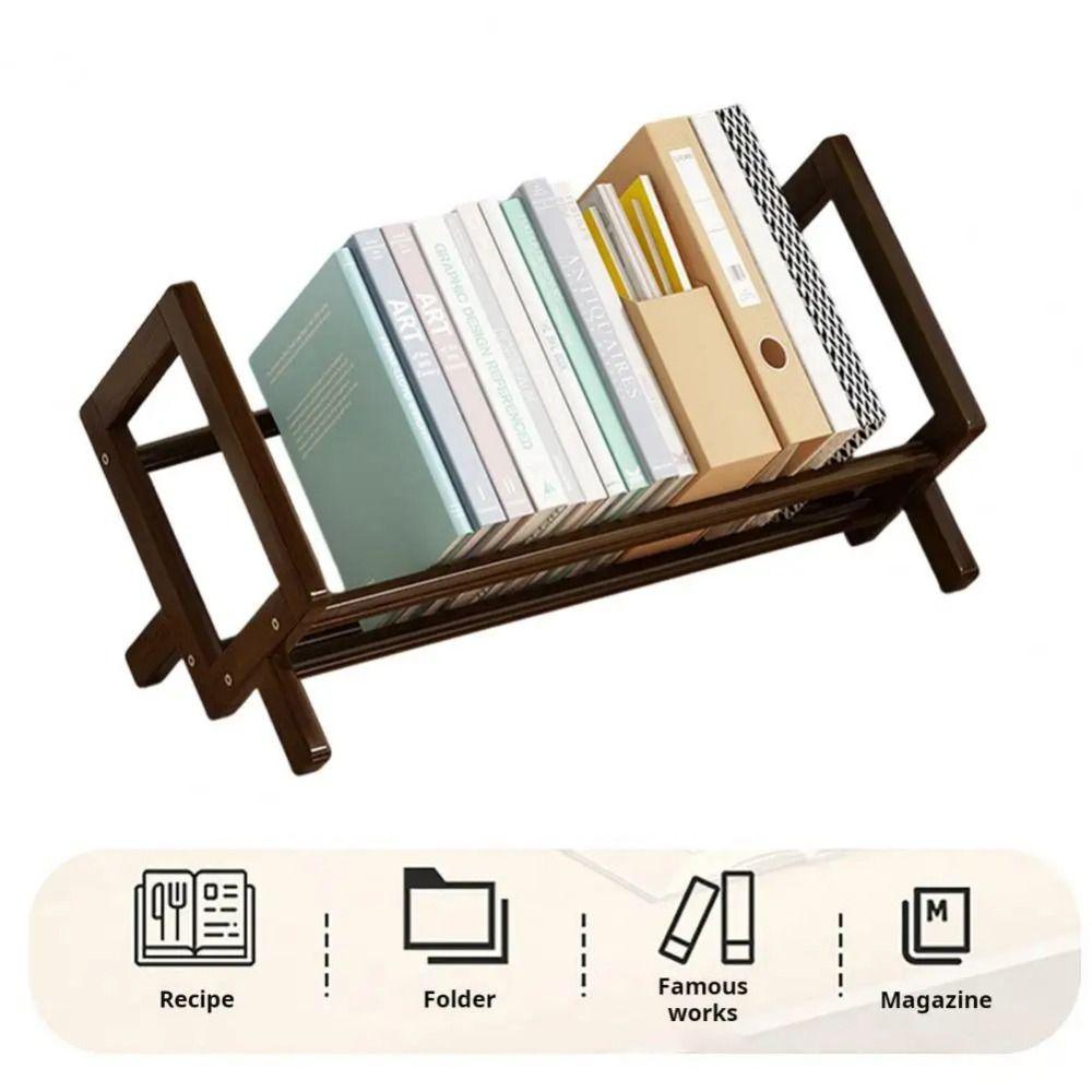 Burr Free Wood Book Display Shelf Bamboo Desktop Bookshelf Magazine Storage Rack  Stationery