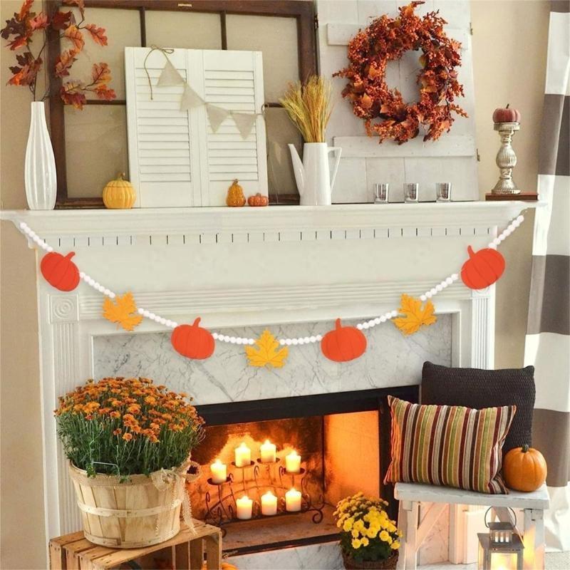 652F Bead Thanksgiving Halloween Pumpkin Charm Garlands Banners Home Decorations