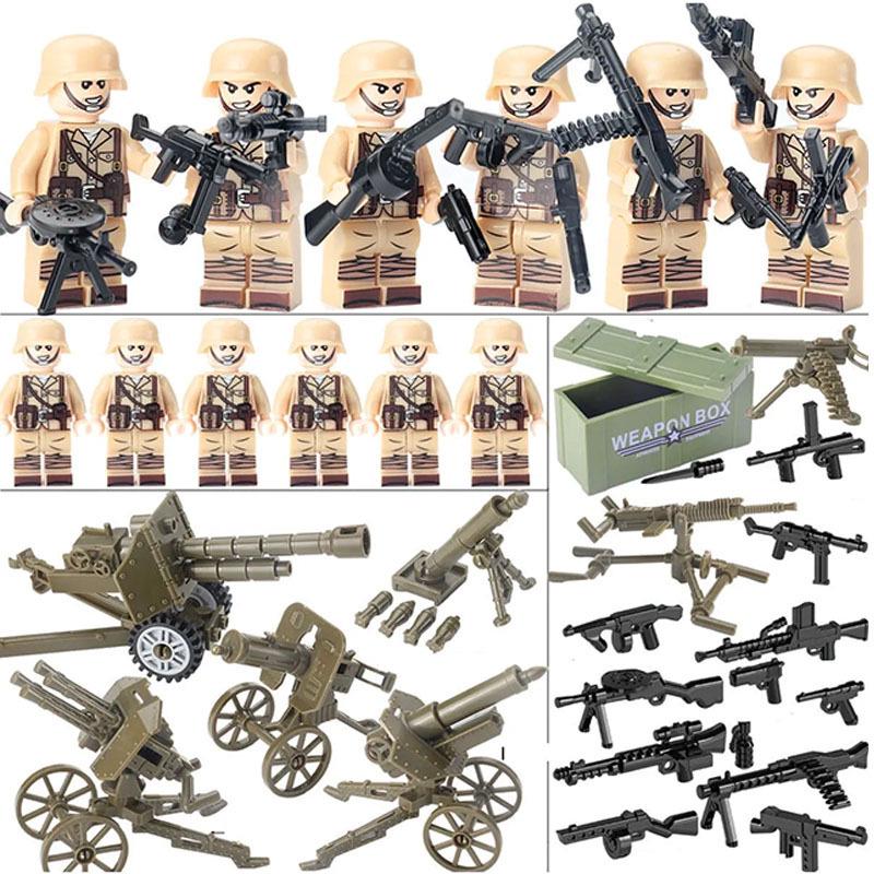 WW2 Military Figure Set with Weapons and Sandbags - Exclusive Collection