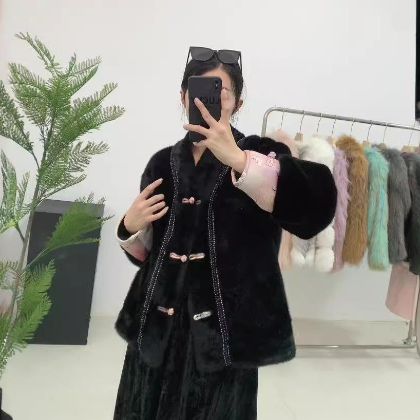 New Chinese Style Fur Coat Mink Velvet Short Top New Chinese Style Women's Imitation Mink Fur