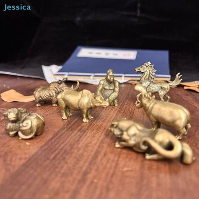 Mini Brass Animal Figurine Set | Small Wildlife Statue Decor for Desk, Shelf & Collection