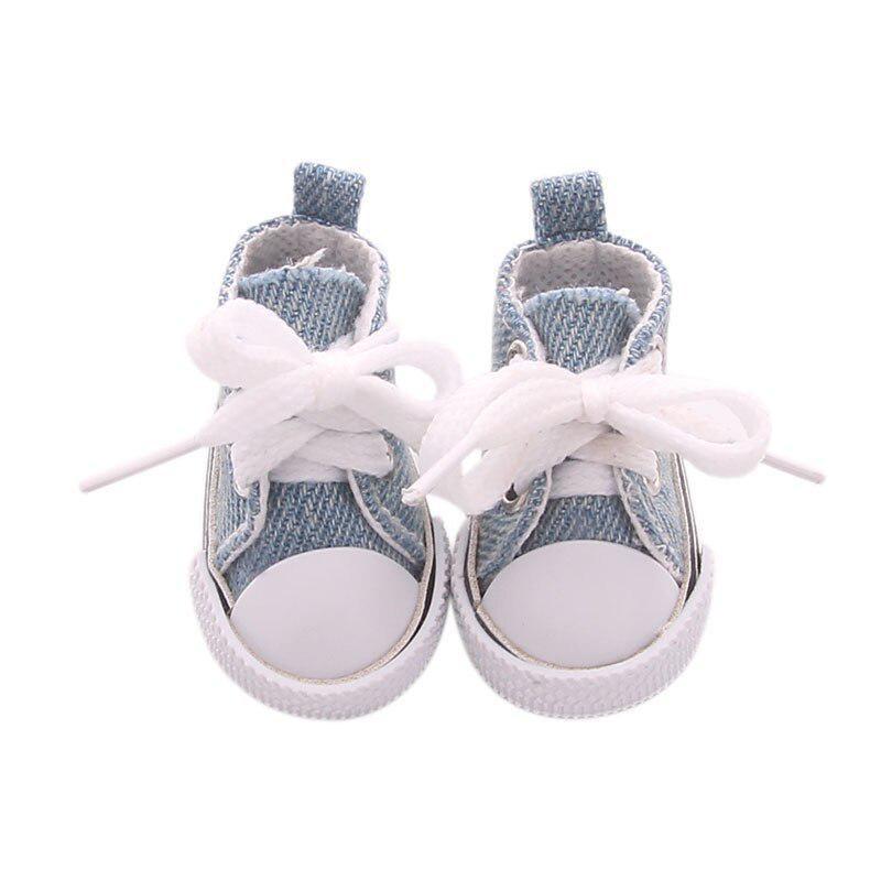 1 Pair 5cm 1/6 Handmade Denim Canvas Cloth Doll Shoes 18 Inch Lovely Mini Doll Toy Accessories Multicolor
