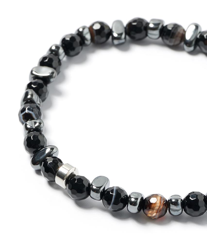Jbans Classic Asymmetrical Seahorse Chip Mix Cut Black Agate Bracelet (C2503Ac1347_Bk)