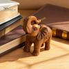 Housewarming Gift for Friends Elephant Figurine Ornament, Resin Wood Grain Statue, Auspicious Compact Shelf Statue Animal Sculpture Home Office Living