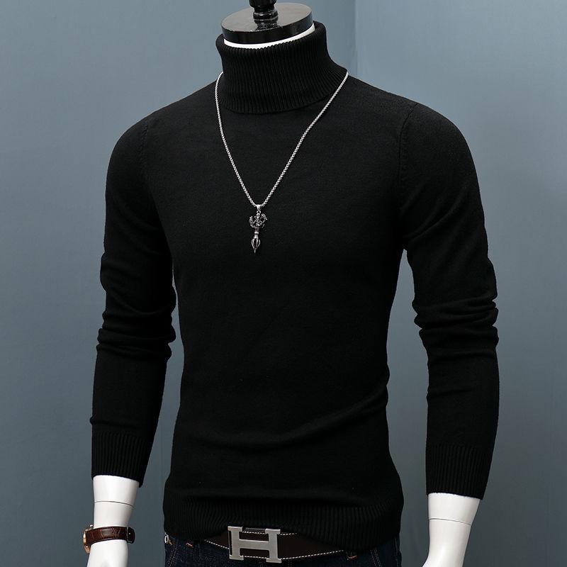 Men's Korean Style Turtleneck Knitted Sweater: Autumn/Winter Thick, Trendy, Plus Size Loose Pullover.