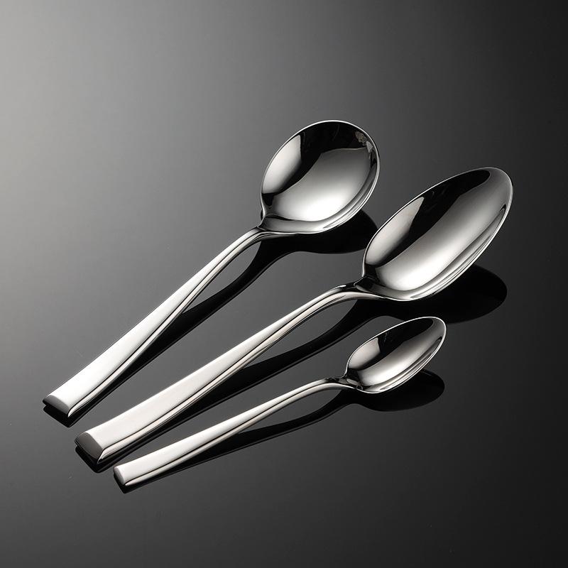 Forged 304 stainless steel square handle oblique western tableware knife and fork spoon hotel heavy main meal knife and fork