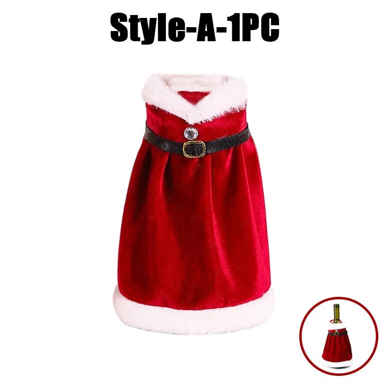 

10 шт. Рождественское красное платье Набор для бутылок Рождественские подарочные пакеты Держатель Прямая поставка Пыль Новогодний подарок Рождественское украшение для дома