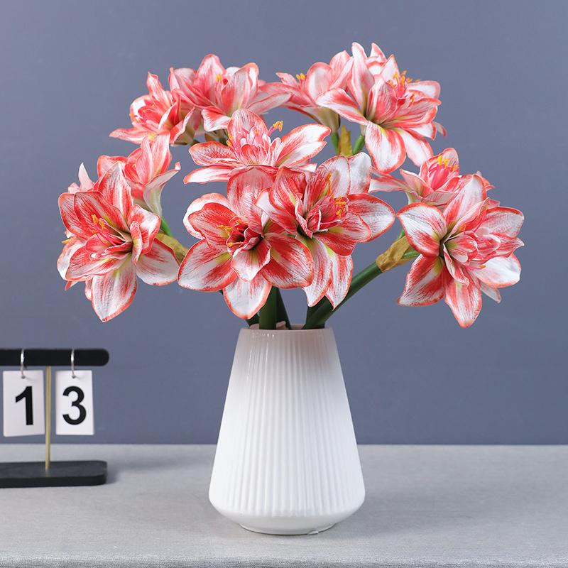 63Cm Clivia Vermilion Aranjament Floral Artificial pentru Nuntă Ornament pentru Acasă Living Hol Hotel