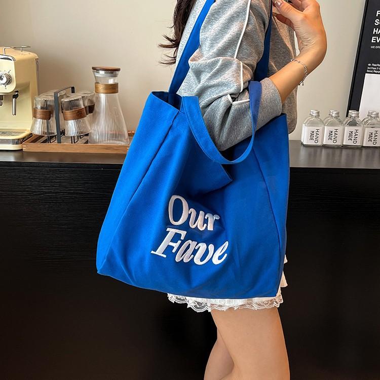 Canvas bag women's large capacity new summer simple and versatile shoulder shopping bag college student tote bag