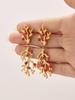 18k Gold-Plated Delicate Coral Red Bead Earrings with Stainless Steel for Women
