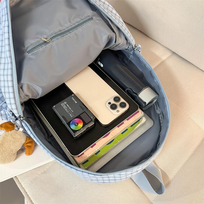 Plaid Women's College Style Backpack Large Capacity Junior Senior High School Student Schoolbag