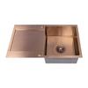 Single Bowl Stainless Steel Sink with Drainer and Siphon Copper Marmara