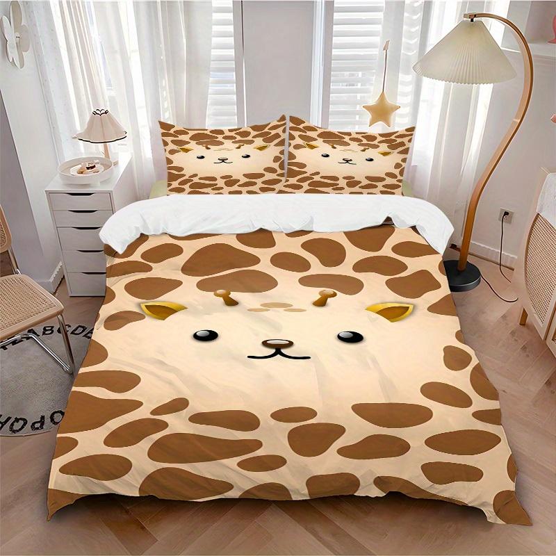 

3pcs Animal-themed Giraffe Print Soft and Comfortable Breathability, Bedding Set, Machine Washable, Suitable for All Seasons169 135x200cm