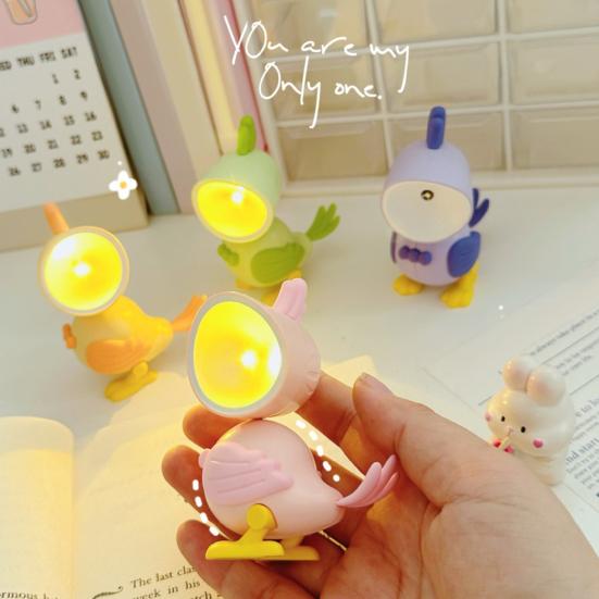 Small Cute Bird Table Lamp Cartoon Parrot Shaped Night Light Magnetic Adjustable LED Bedside Lamp for Bedroom Kids Room