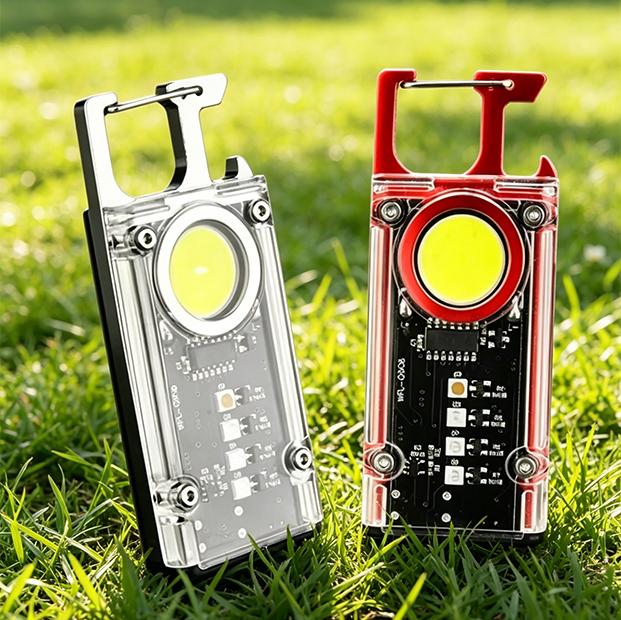 Multifunctional EDC Flashlight, Rechargeable Keychain Light with UV Detector, Red/Green Signal Modes & Magnet Work Light