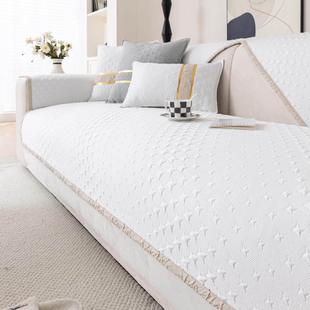 New Qianniao Grid Ice Silk Sofa Cushion Solid Color Four Seasons Universal Sofa Cushion Living Room Summer Non Slip Sofa Cover