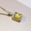 Female Crystal White Yellow Zircon Stone Pendant Necklace Vintage Silver Color Wedding  For Women