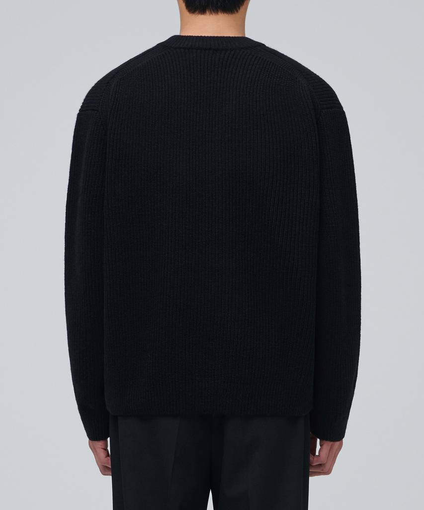 Musinsa Standard Lambswool Ribbed V-Neck Knit [Black]