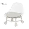 Low Rolling Stool with Backrest 360 Degrees Swivel Wheels Faux Leather Cushion Roller Seat Heavy Duty Rotating Mini Chair Seating Stool