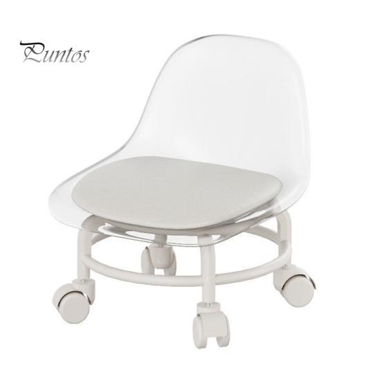 Low Rolling Stool with Backrest 360 Degrees Swivel Wheels Faux Leather Cushion Roller Seat Heavy Duty Rotating Mini Chair Seating Stool