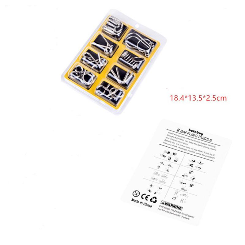 8 sztuk/zestawów Mental 9 Ring Puzzle Zabawki Inteligencja Klamra Blokada Łamigłówka Łamigłówki Drut Metalowy Xmas