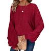 Fall Winter Plus Size Women's Solid Color Casual Comfy Unique Lantern Sleeve Top