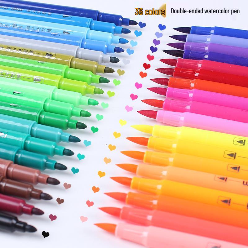 36-Color Double-Ended Soft Tip Washable Watercolor Pens for Primary Students