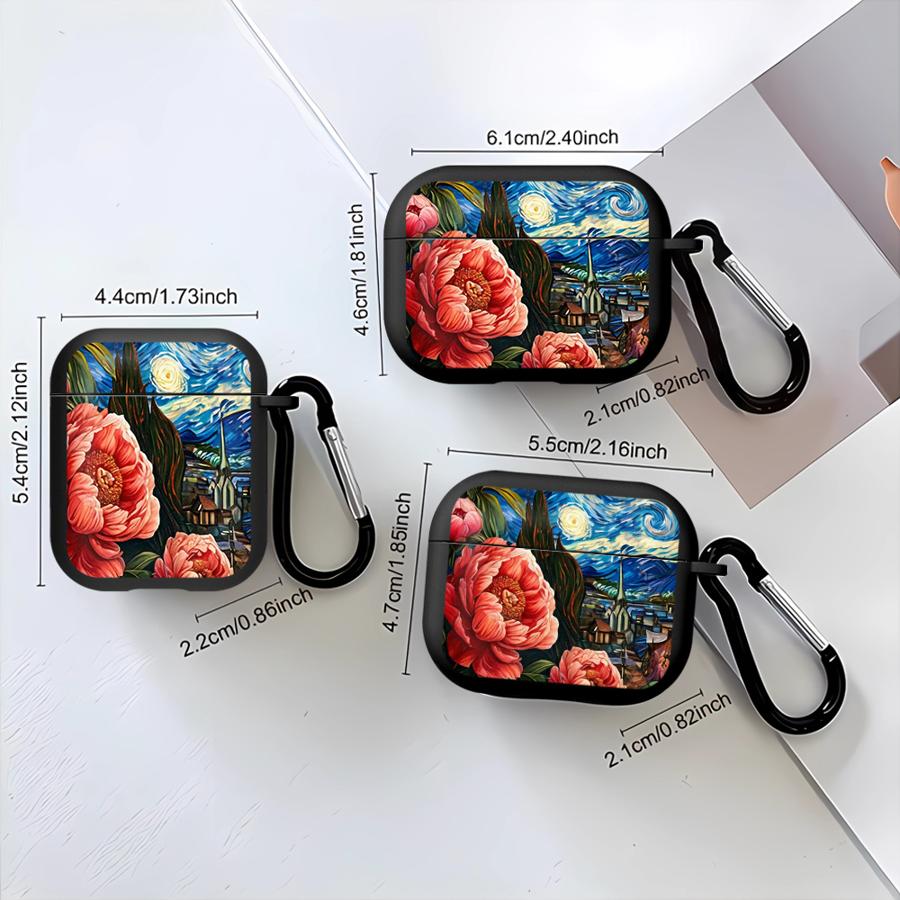 Earphone Cases Cover Case For Airpods 1 3 4 Pro2 Pro3 2 Pro Blue Flowers Cool