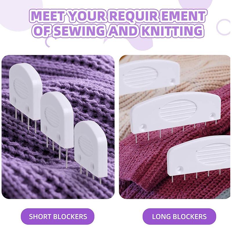 Knit Blockers Set 20Pcs Stainless Steel Knitting Blocking Combs And Pin With 2 Different Sizes For Diy Knit Crocheting Supplies