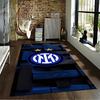 Blue Modern Decorative Carpet with Two Stars and White Logo Pattern Suitable for Use As an Anti-slip for Living Room Bedroom Sofas