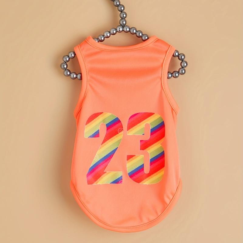 Pet clothes dog cat vest light, breathable and comfortable, clothes with prints, orange, simple, generous, fresh and cute, suita