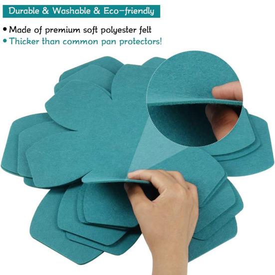 12Pcs/Set Pot Stackable Protectors Washable Scratch-proof Hexagon Flower Shape Pan Pads for Kitchen