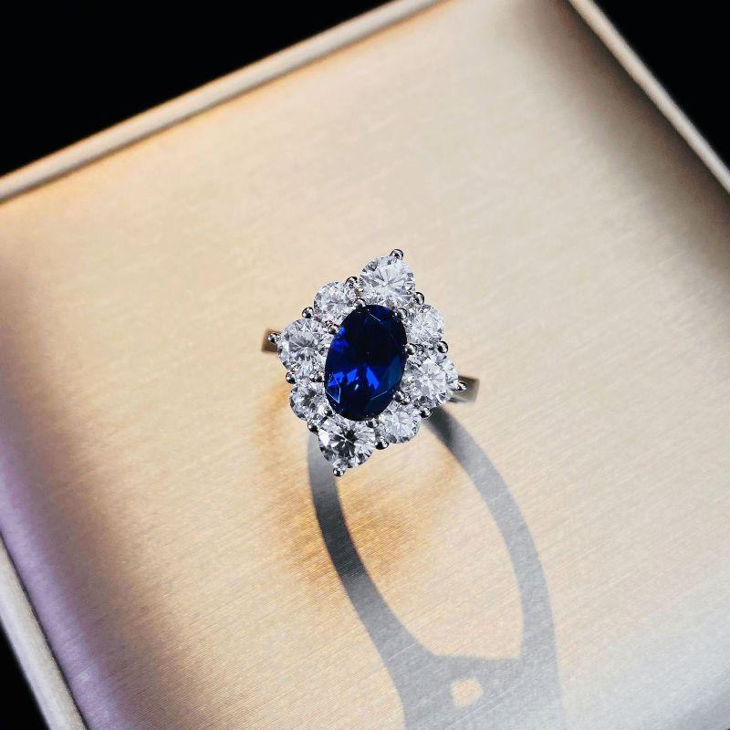 Fine Wedding Ladies Ring Romantic Sparkling Blue Diamond 925 Sterling Silver Engagement Rings For Women Jewelry Gift