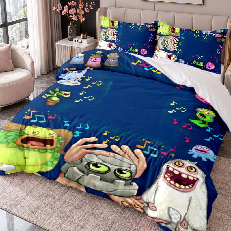 My Singing Monsters 3Pcs Bedding Set Duvet Cover With Two Pillowcases For Bedroom Home Decoration