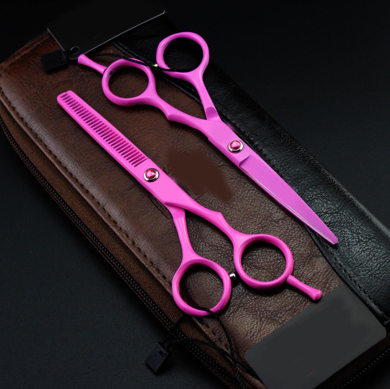 5.5 Colorful Hairdressing Scissors and Thinning Shears Black-Red Thinning Shears
