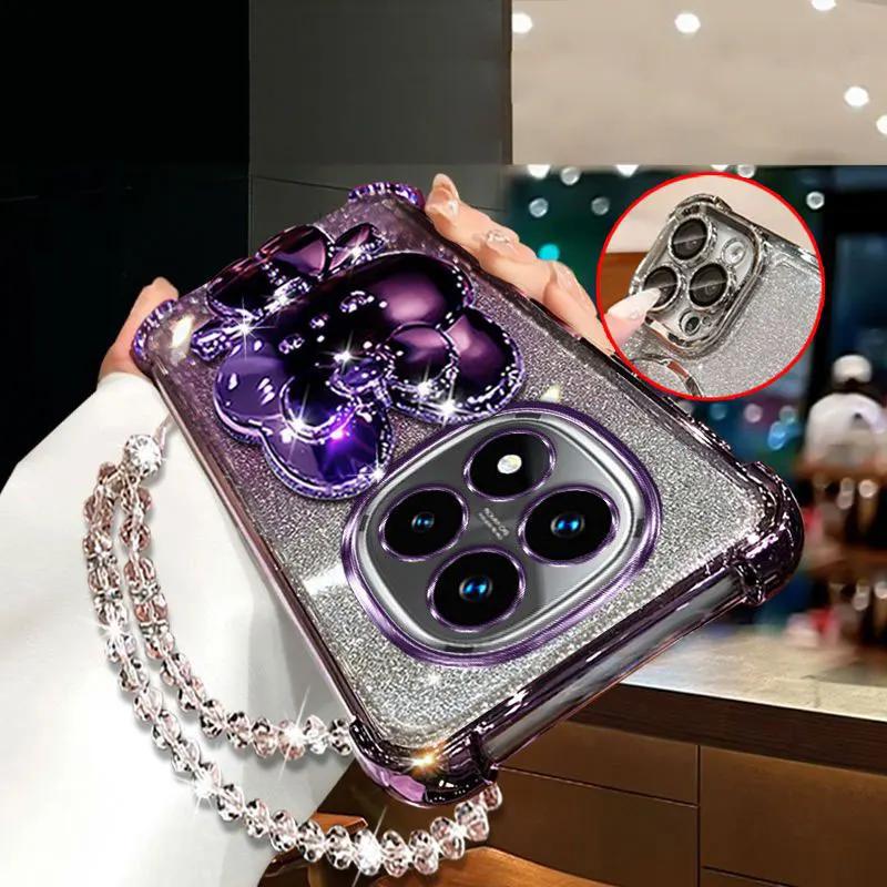 Redmi Note14 pro 5G Shockproof Holder Case for Xiaomi Redmi Note 14 pro Plus 5G 14C 14T Cute Bracelet Soft Cover Cases Note14pro