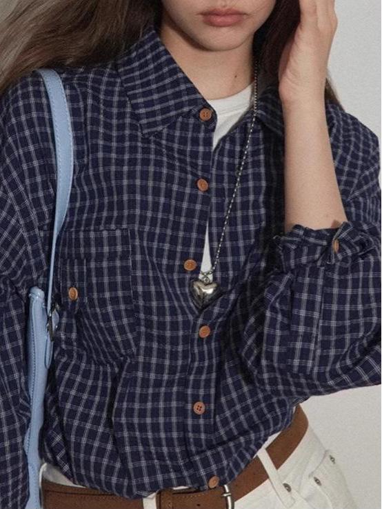 2026 Retro Classic Plaid Loose Shirt Jacket for Women - Versatile Layering Top