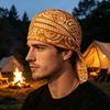 Paisley Cooling Headscarf Cap Set, Sweat Wicking Adjustable Straps Elastic Fit Breathable Hand Washable Headwrap